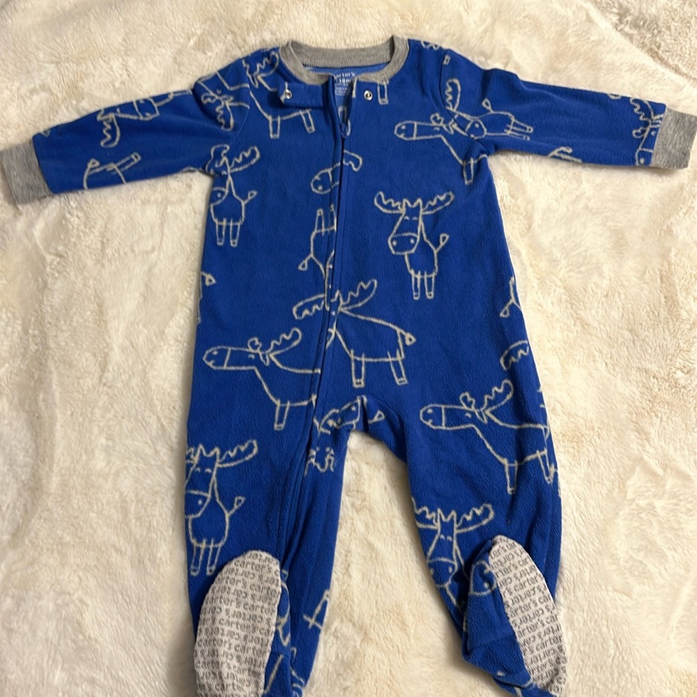 Carter's Fleece Blue Moose Print Pajamas
